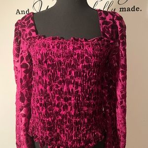 Wine Color Peasant Top